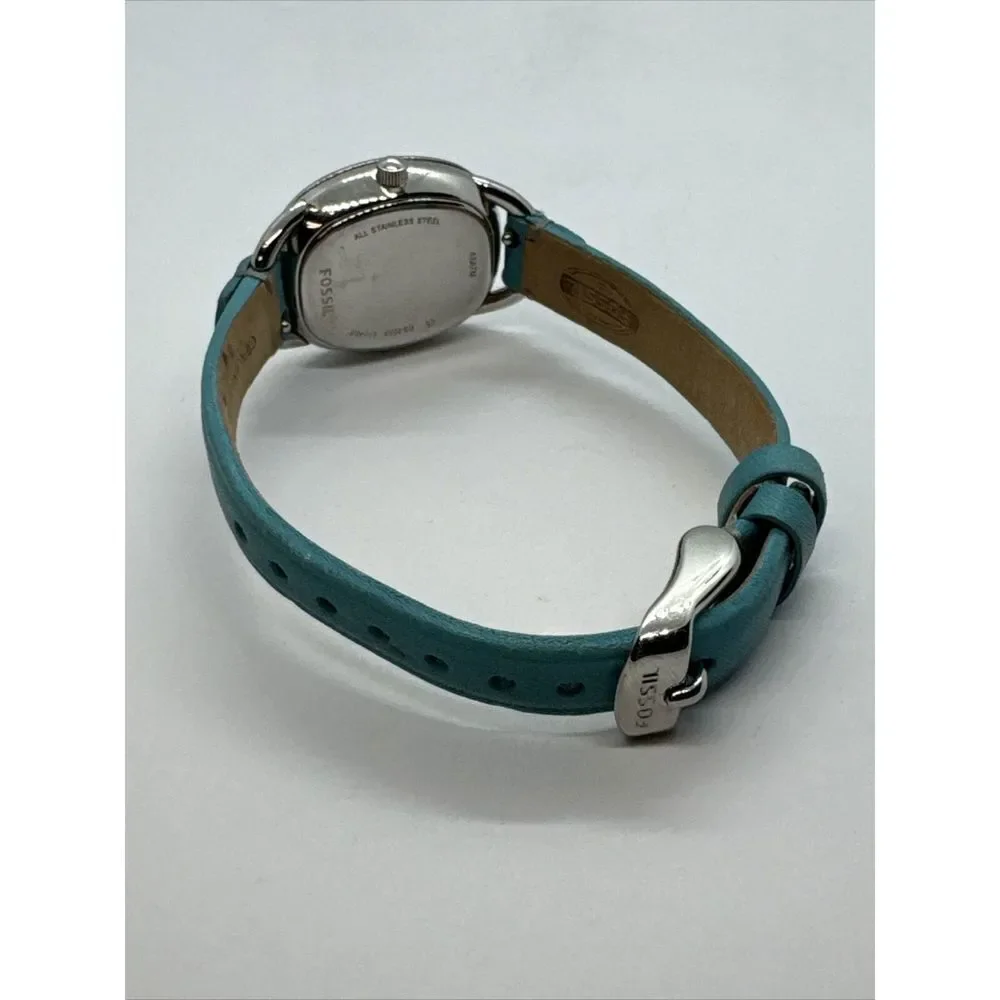 Fossil Sculptor ES3559 Women Blue Leather Analog Silver Dial Quartz Watch JNA347
